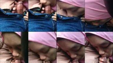 PNS - Jilbab Pink Menikmati Nyepong Di Mobil